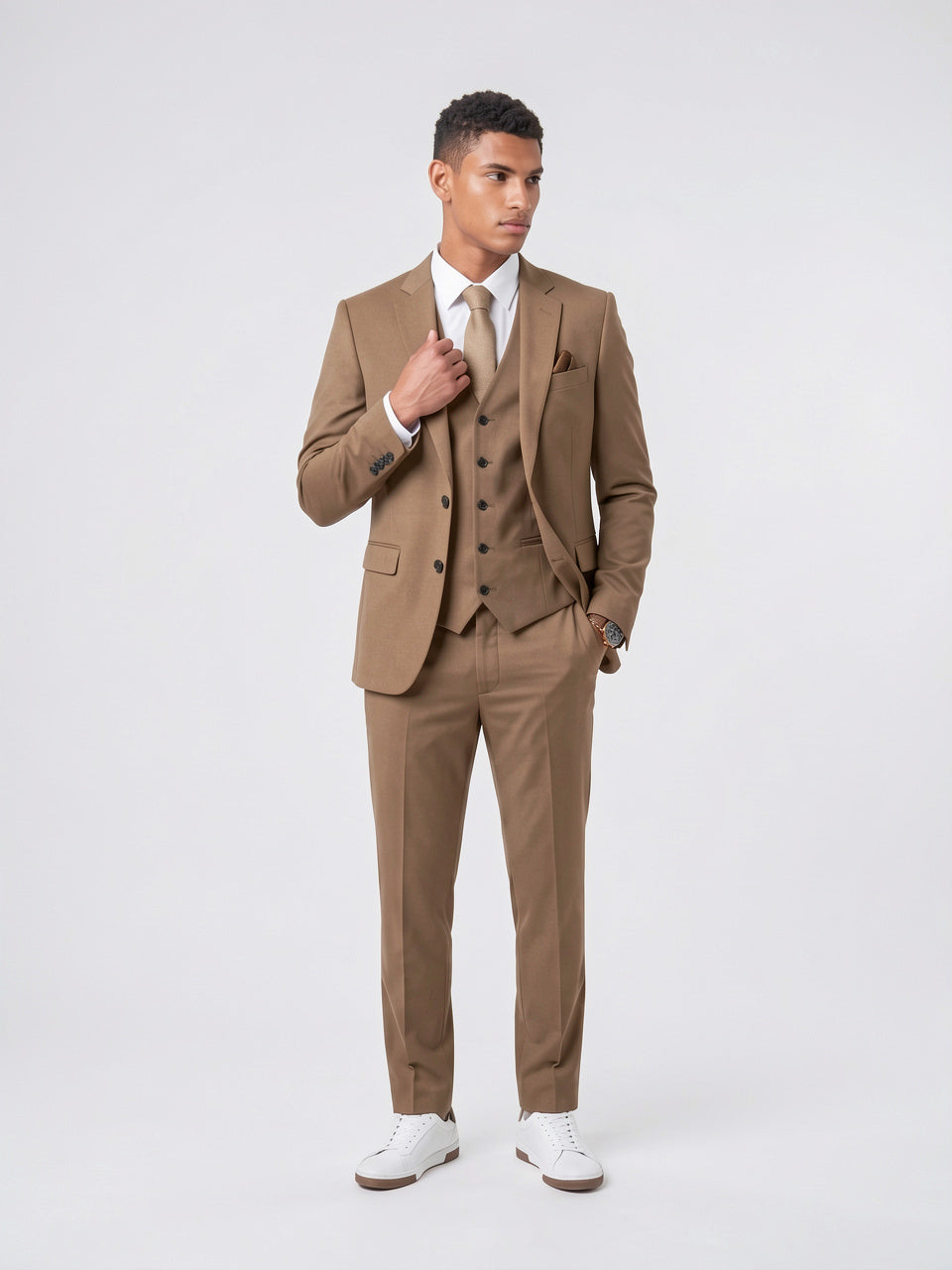 Costume Mariage Homme Slim Gilet Pièces 3 - Camel S