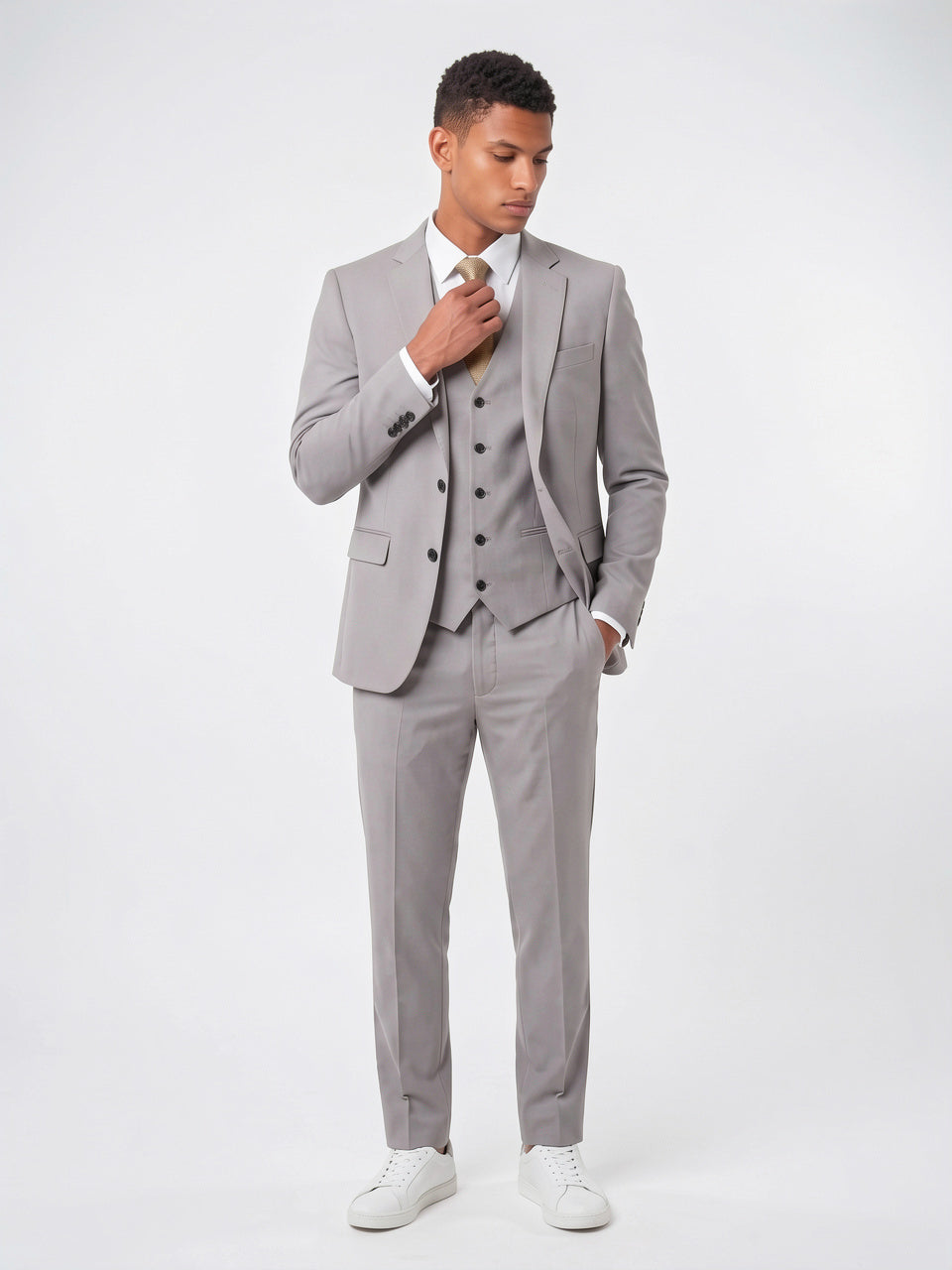 Costume Mariage Homme Slim Gilet Pièces 3 - Gris S