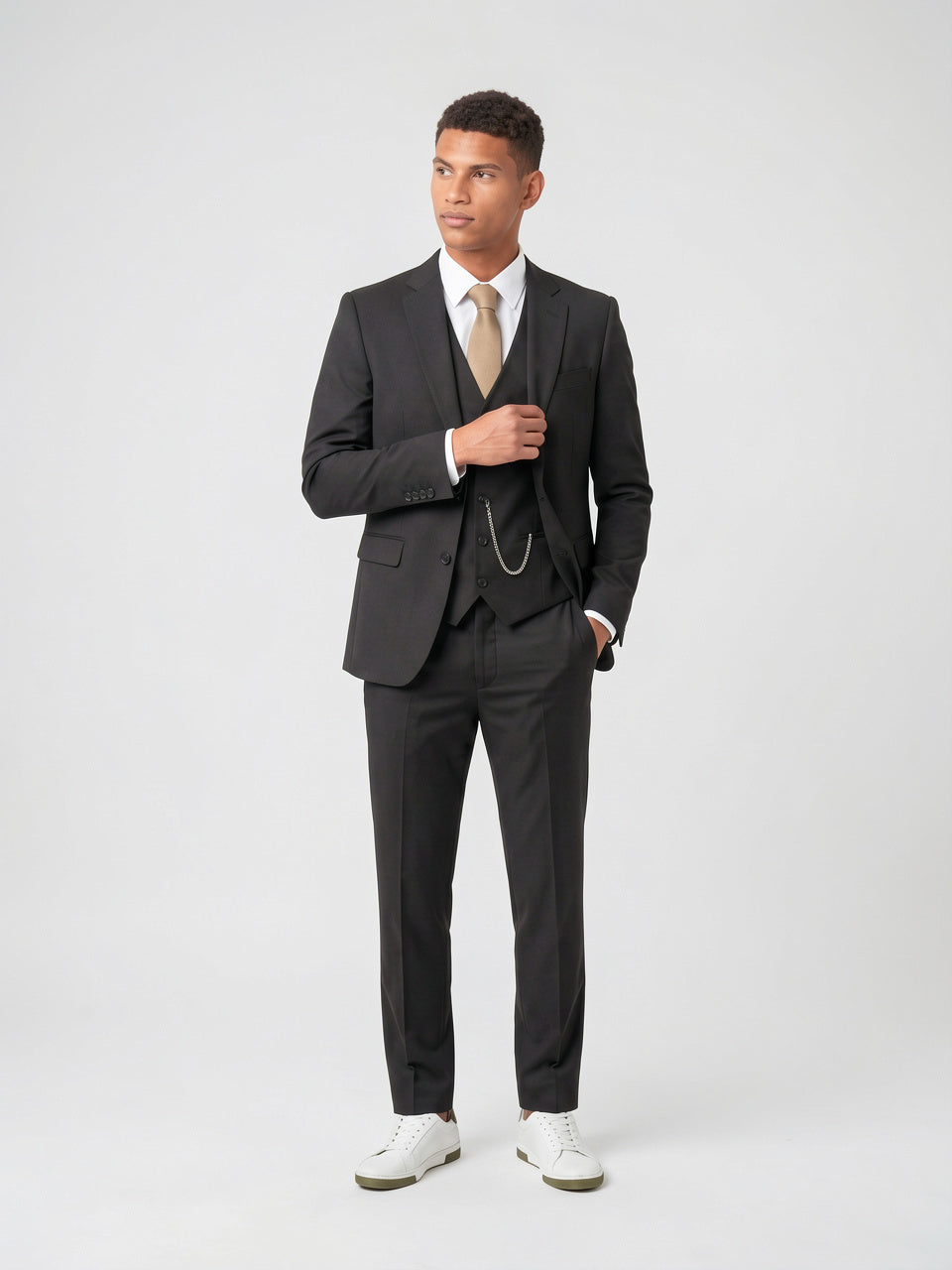 Costume Mariage Homme Slim Gilet Pièces 3 - Noir S