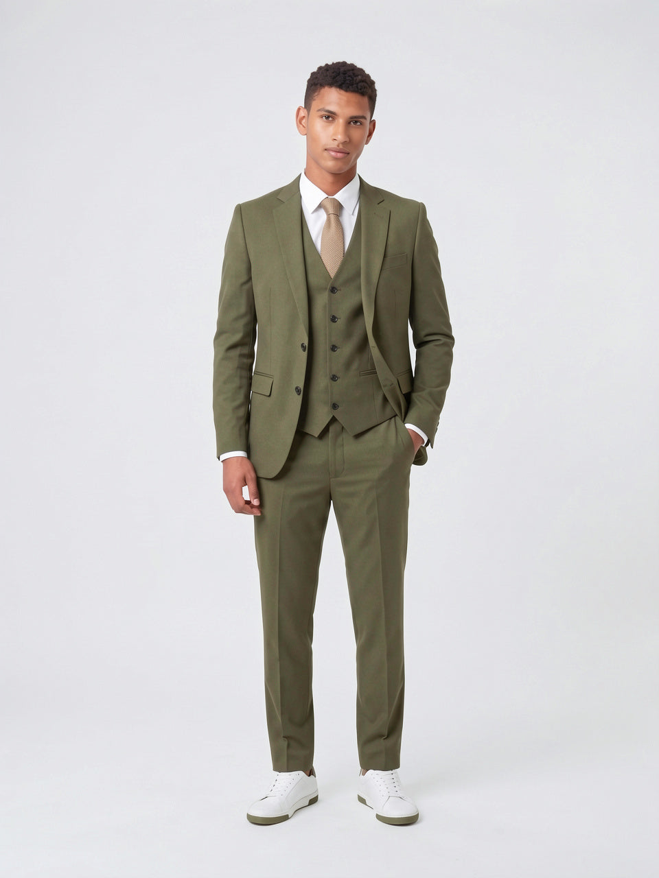 Costume Mariage Homme Slim Gilet Pièces 3 - Vert Foncé S