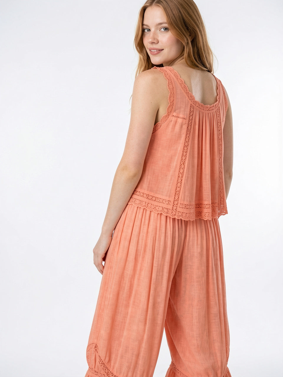 Ensemble 2 Pièces Dentelle Coton Palazzo Léger - 2