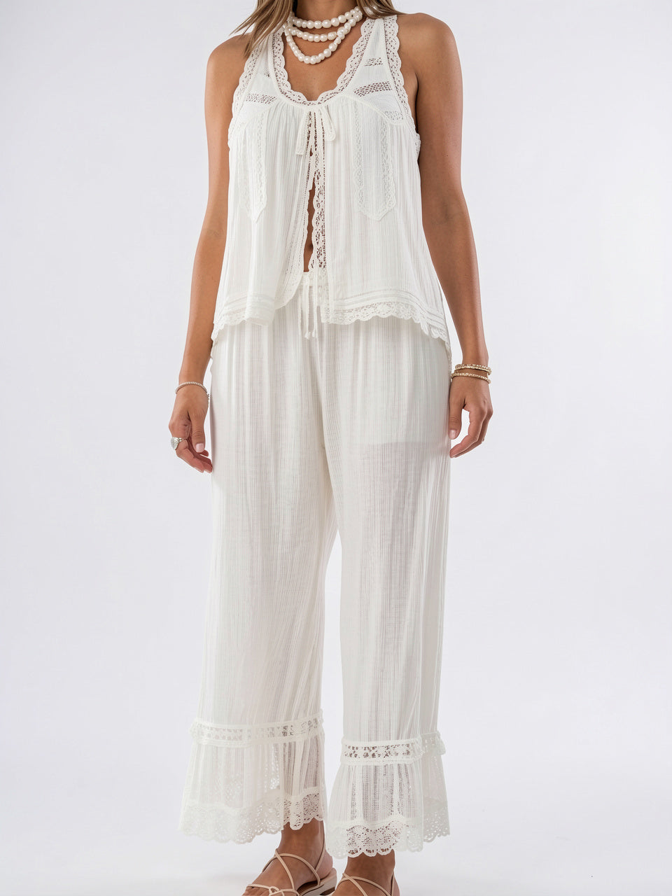 Ensemble 2 Pièces Dentelle Coton Palazzo Léger - 20