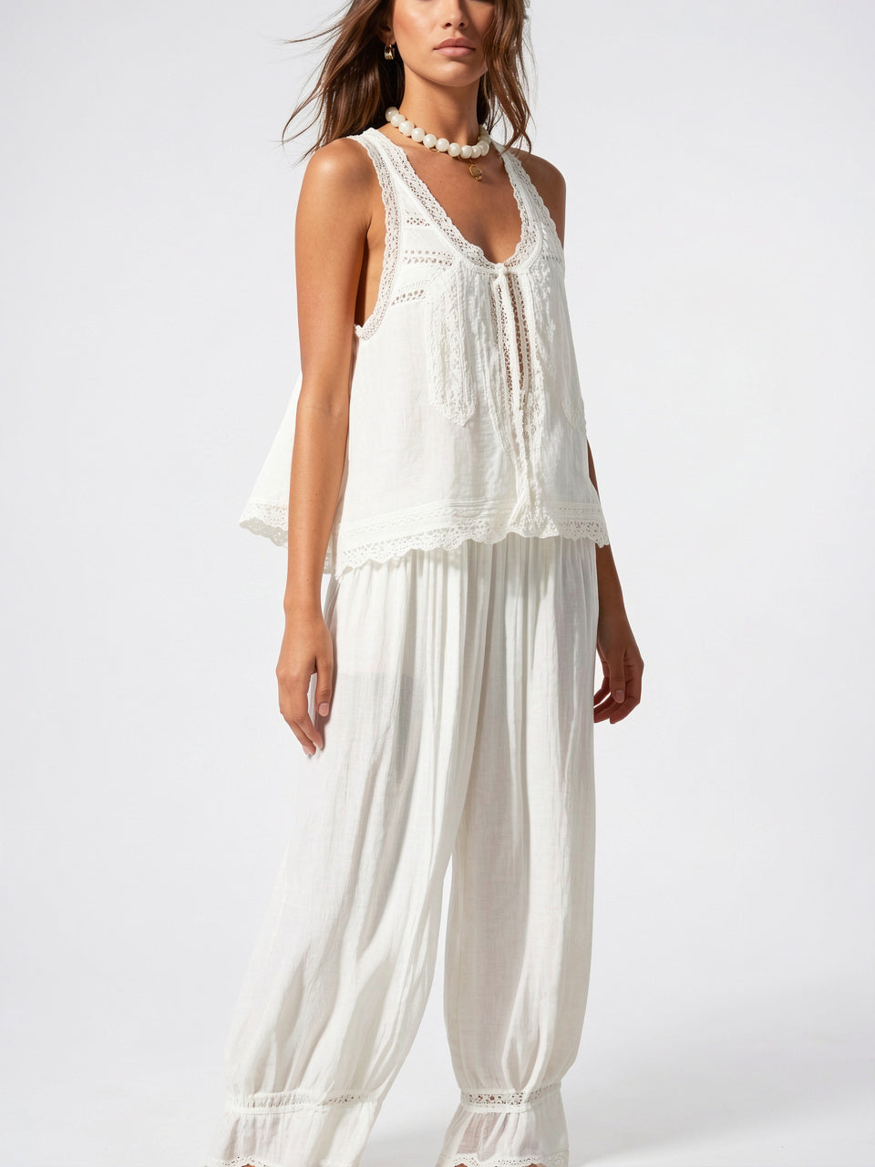 Ensemble 2 Pièces Dentelle Coton Palazzo Léger - 21