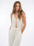 Ensemble 2 Pièces Dentelle Coton Palazzo Léger - Blanc S