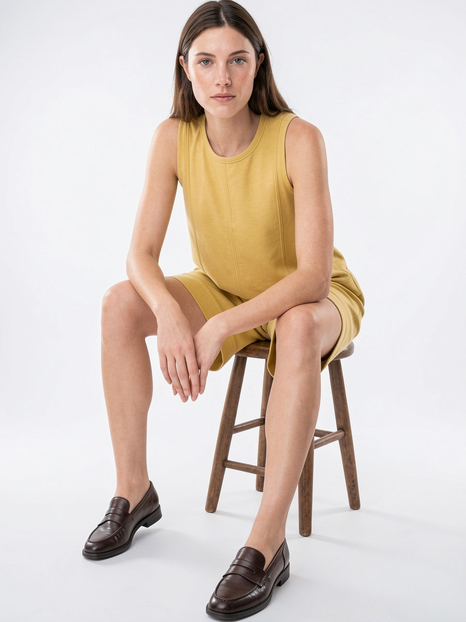 Ensemble 2 Pièces Femme Coton Shorts Été - Jaune XS