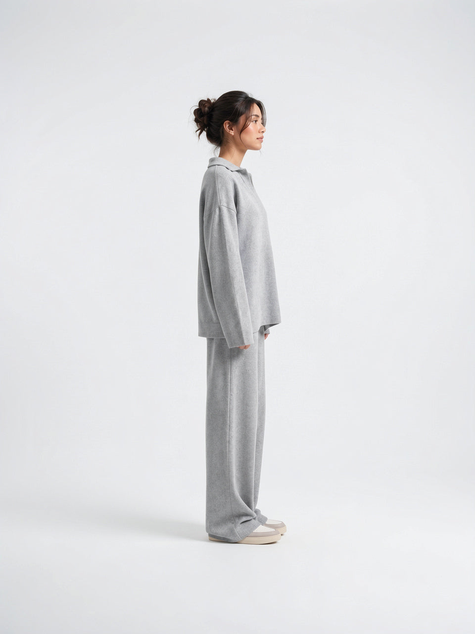 Ensemble 2 Pièces Femme Pull Polo Pantalon Large - 2