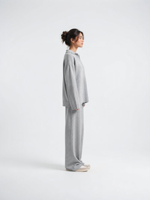 Ensemble 2 Pièces Femme Pull Polo Pantalon Large - 2