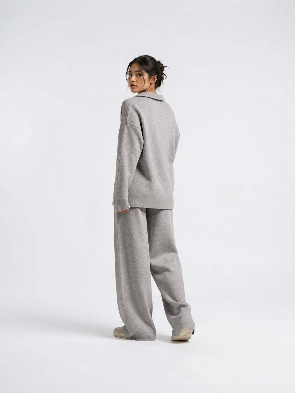 Ensemble 2 Pièces Femme Pull Polo Pantalon Large - 4