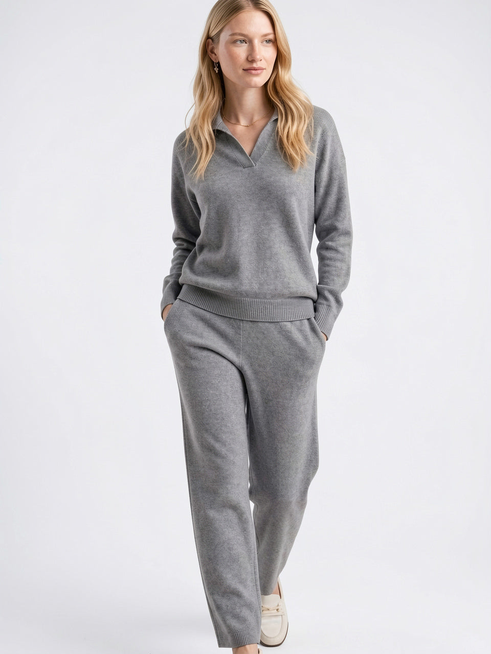 Ensemble 2 Pièces Polo Tricot Cachemire Harem - 11