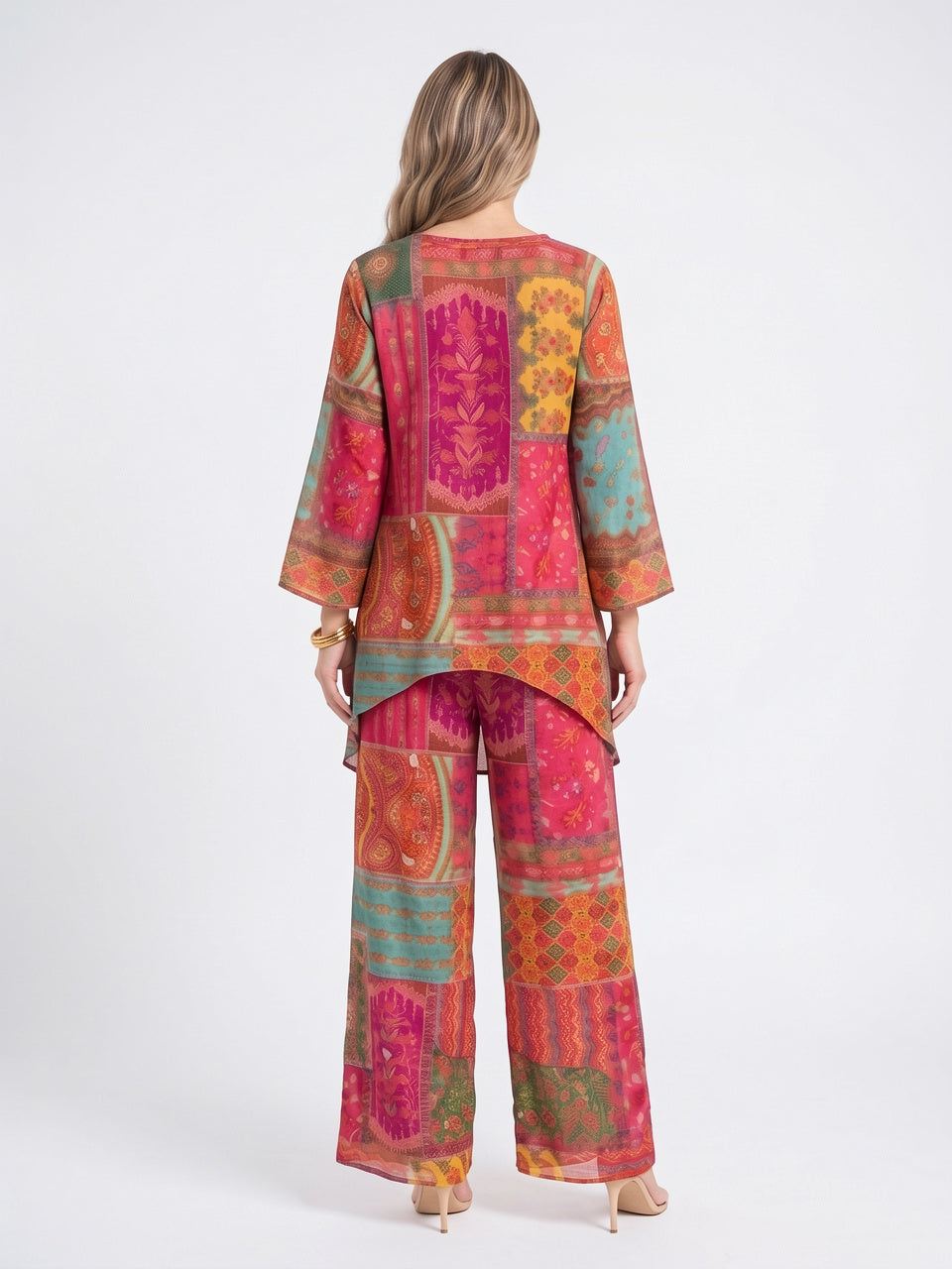 Ensemble Caftan Patchwork Imprimé Femme Deux Pièces Léger - 3