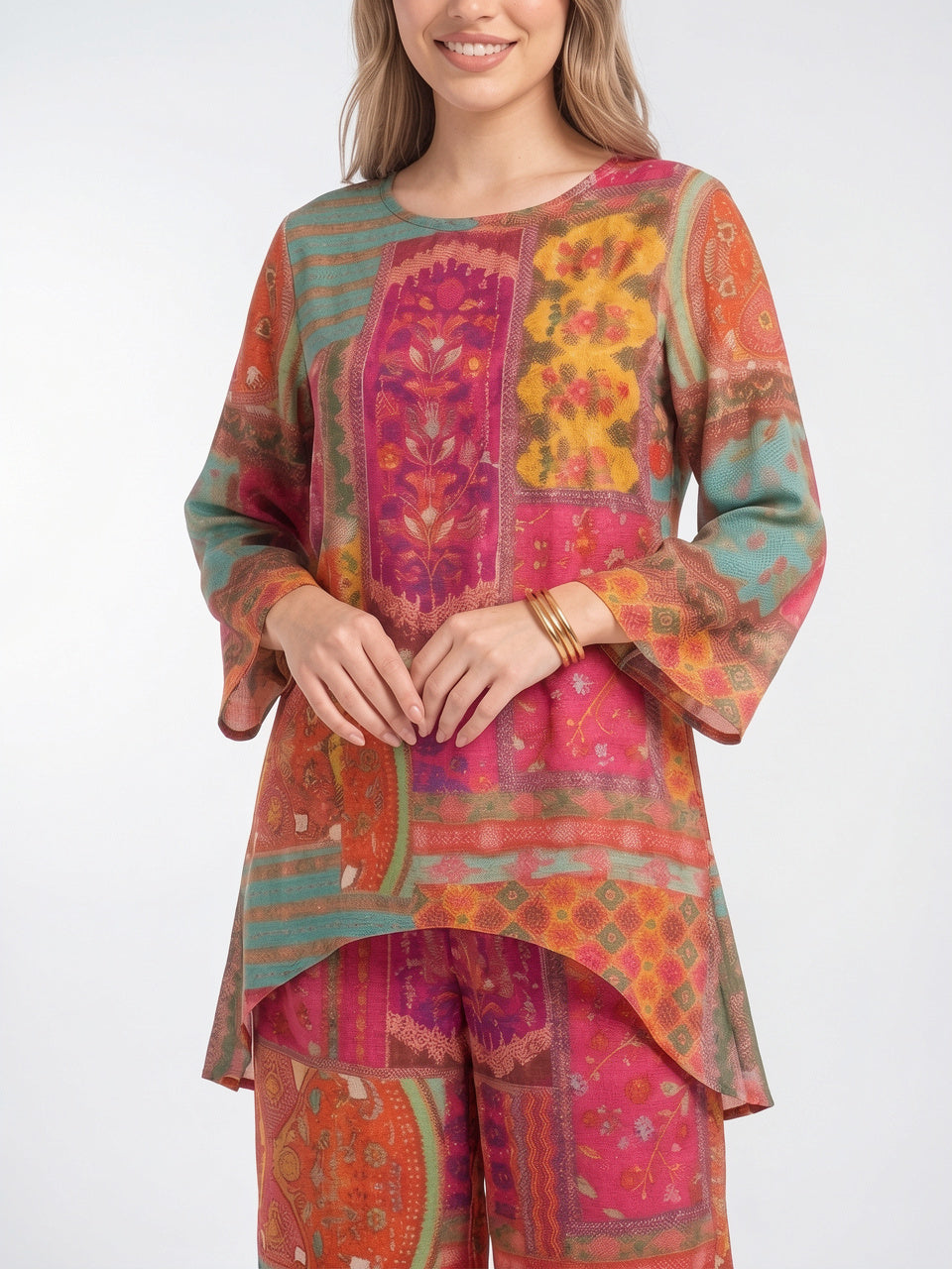 Ensemble Caftan Patchwork Imprimé Femme Deux Pièces Léger - 4