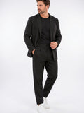 Ensemble Coordonné Blazer Costume Homme Pantalon Structuré Bureau - Noir S
