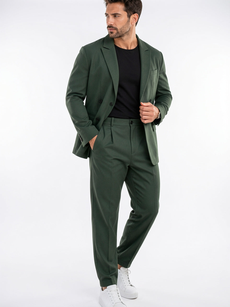 Ensemble Coordonné Blazer Costume Homme Pantalon Structuré Bureau - Vert S