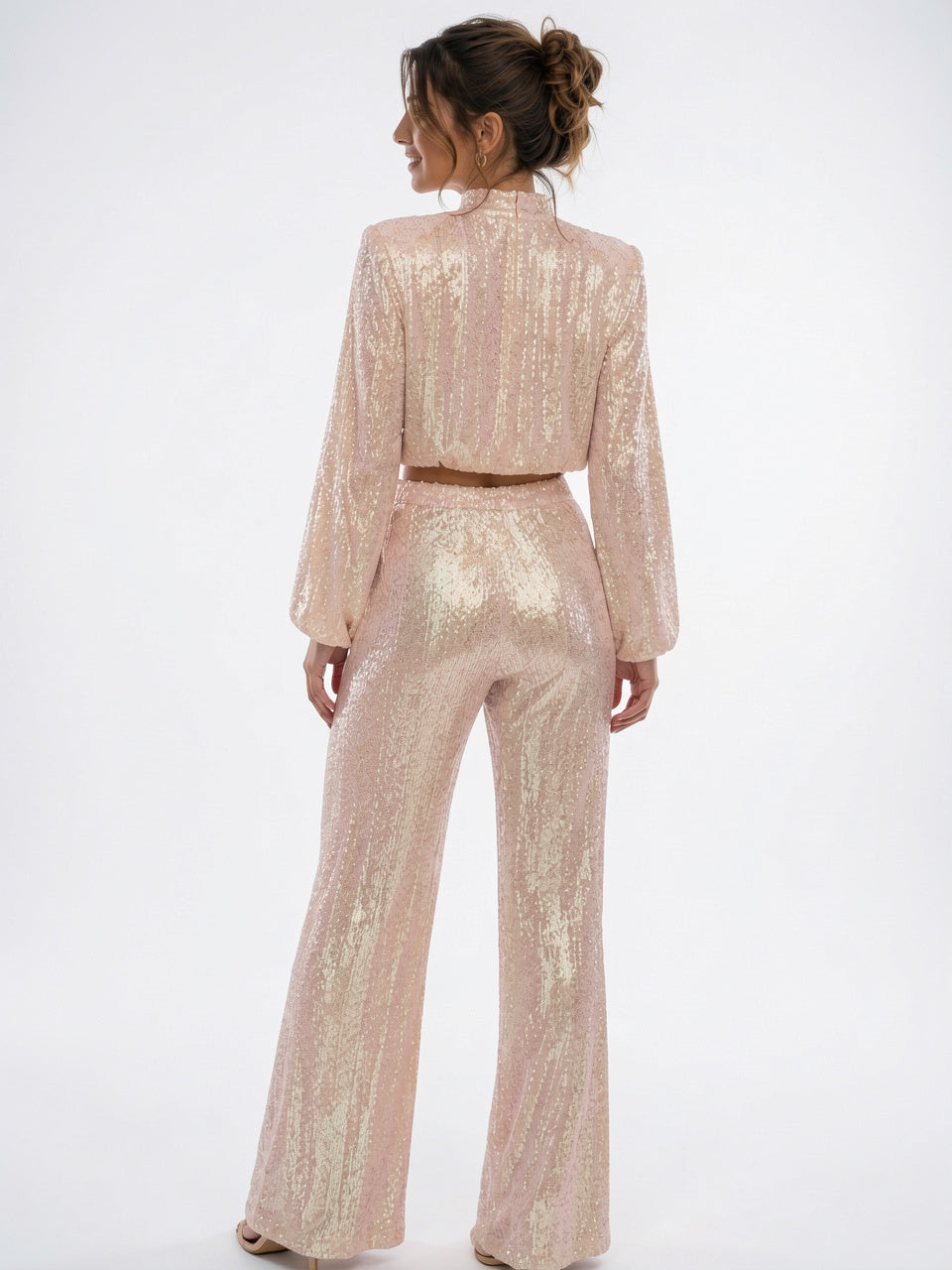 Ensemble Coordonné Paillettes Femme 2 Pièces Crop Top - 4