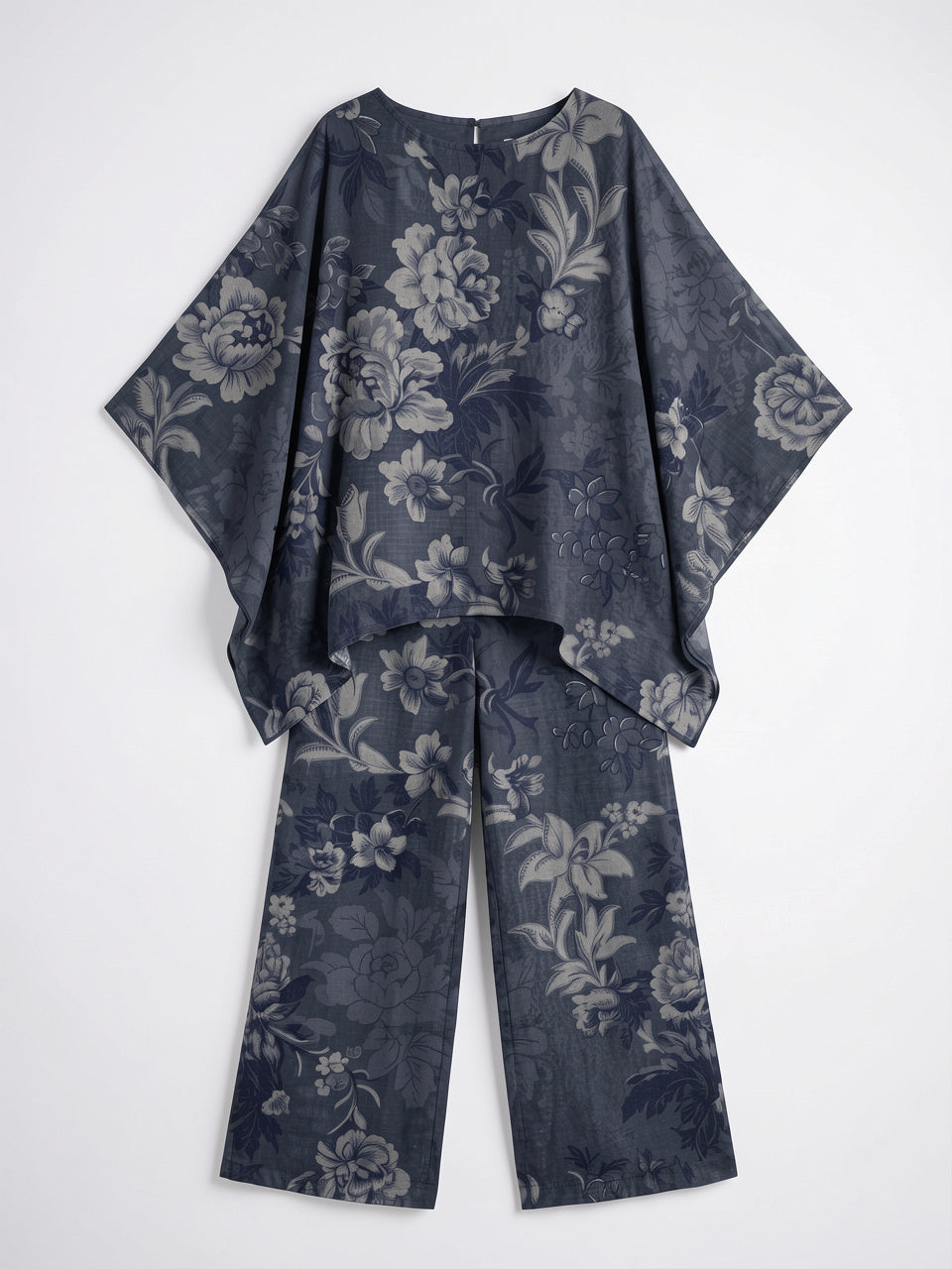 Ensemble Coordonné Poncho Palazzo Imprimé Floral Léger - 6