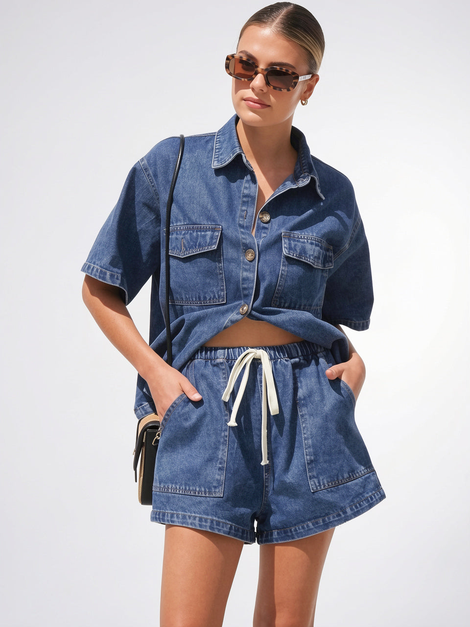 Ensemble Jean 2 Pièces Chemise Shorts Femme - 12