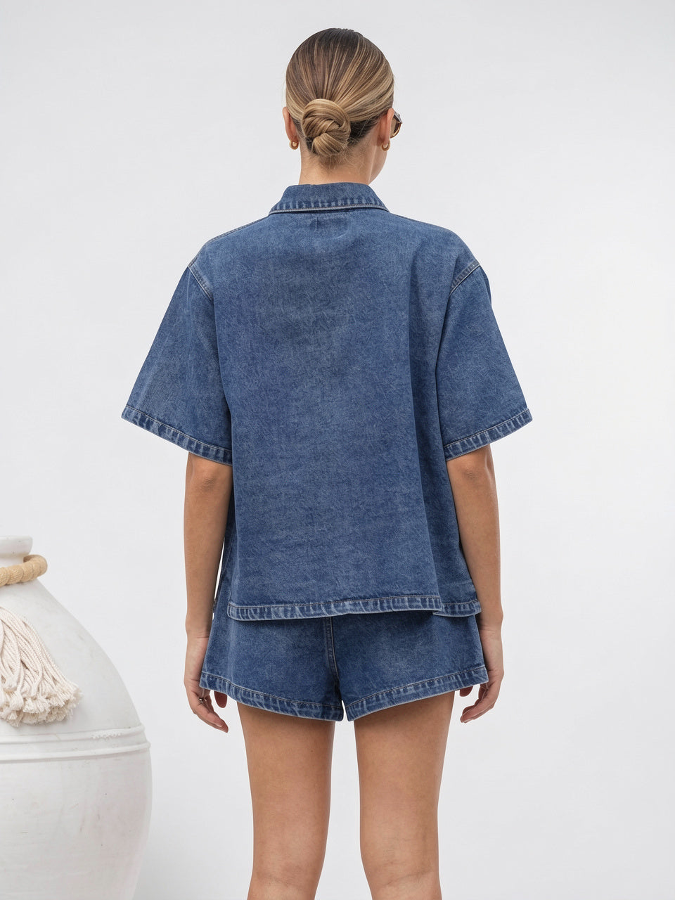 Ensemble Jean 2 Pièces Chemise Shorts Femme - 16