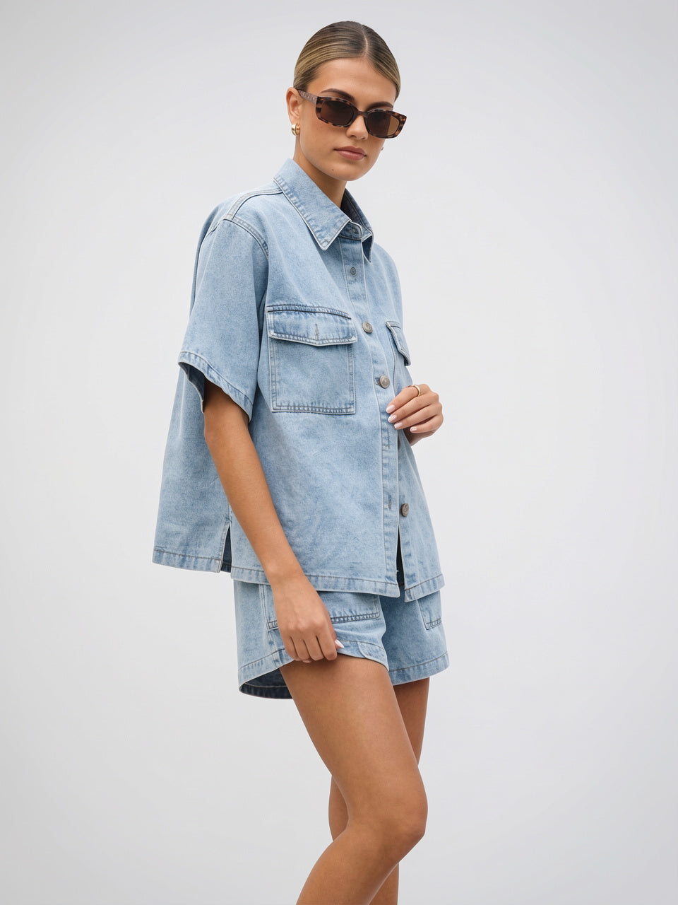 Ensemble Jean 2 Pièces Chemise Shorts Femme - 20