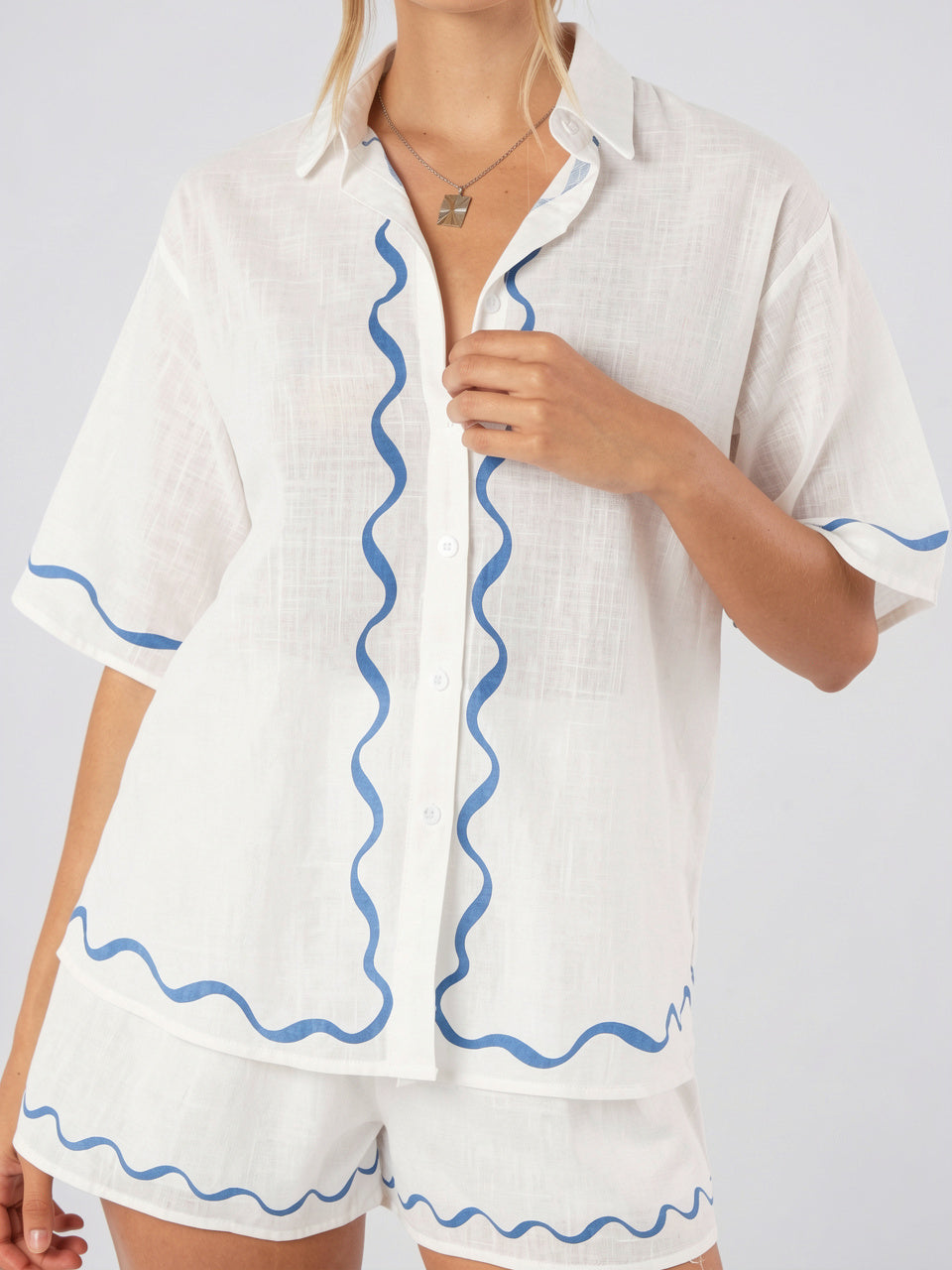 Ensemble Lin Été Femme Chemise Shorts - 18