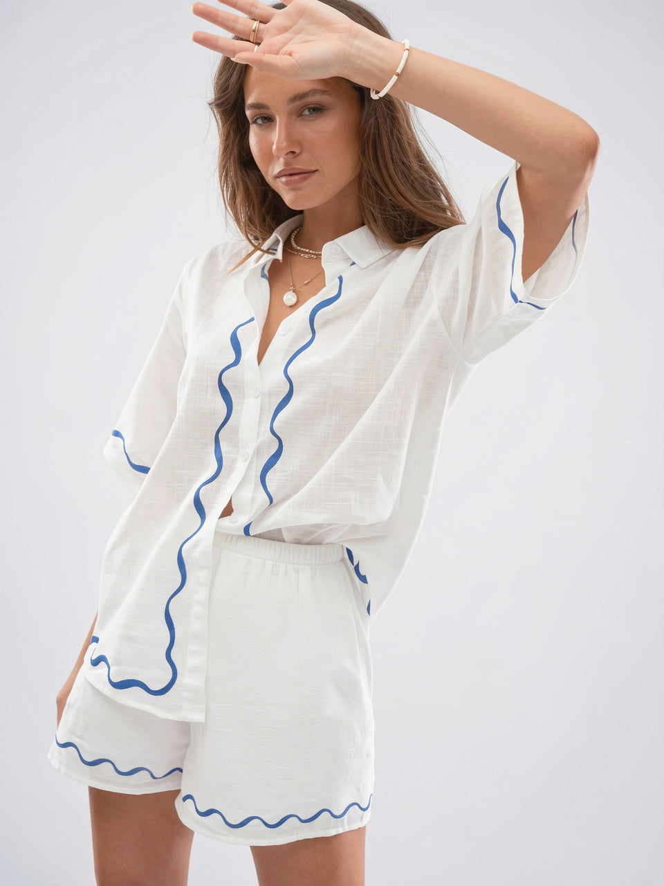 Ensemble Lin Été Femme Chemise Shorts - 20
