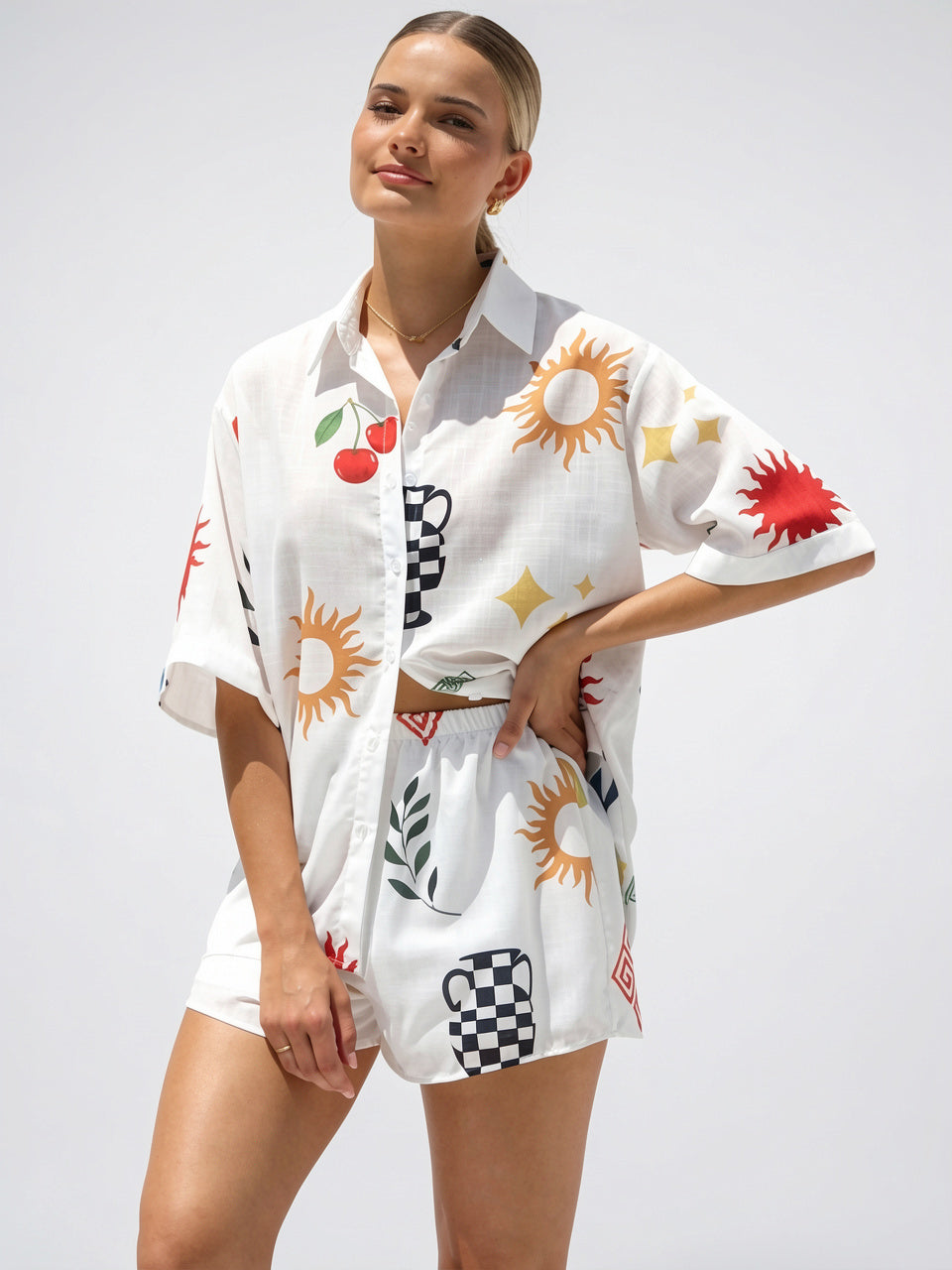 Ensemble Lin Été Femme Chemise Shorts - 30