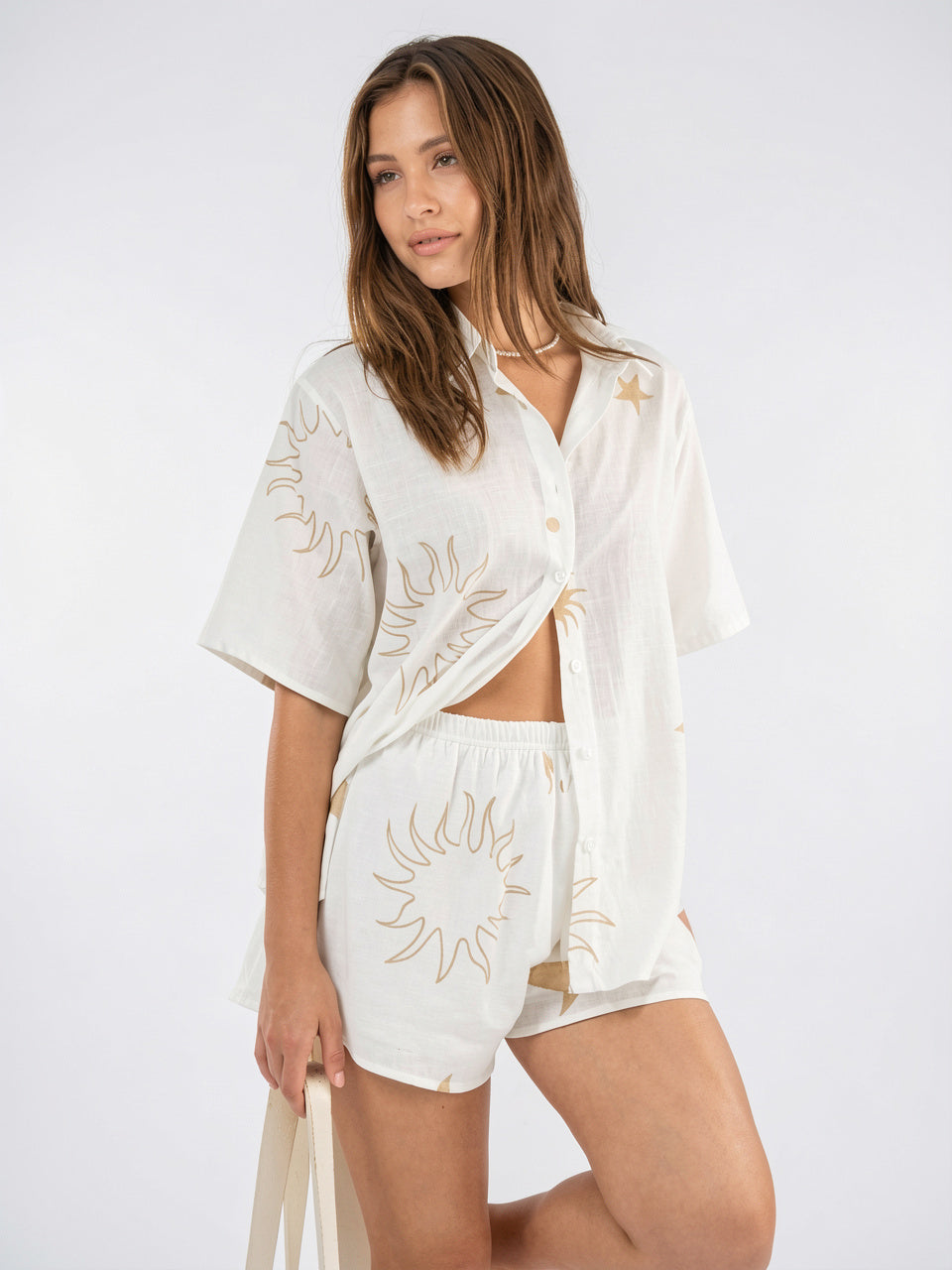 Ensemble Lin Été Femme Chemise Shorts - 32