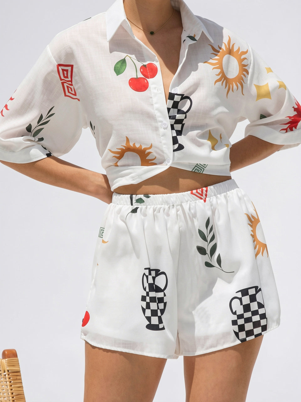 Ensemble Lin Été Femme Chemise Shorts - Blanc XS