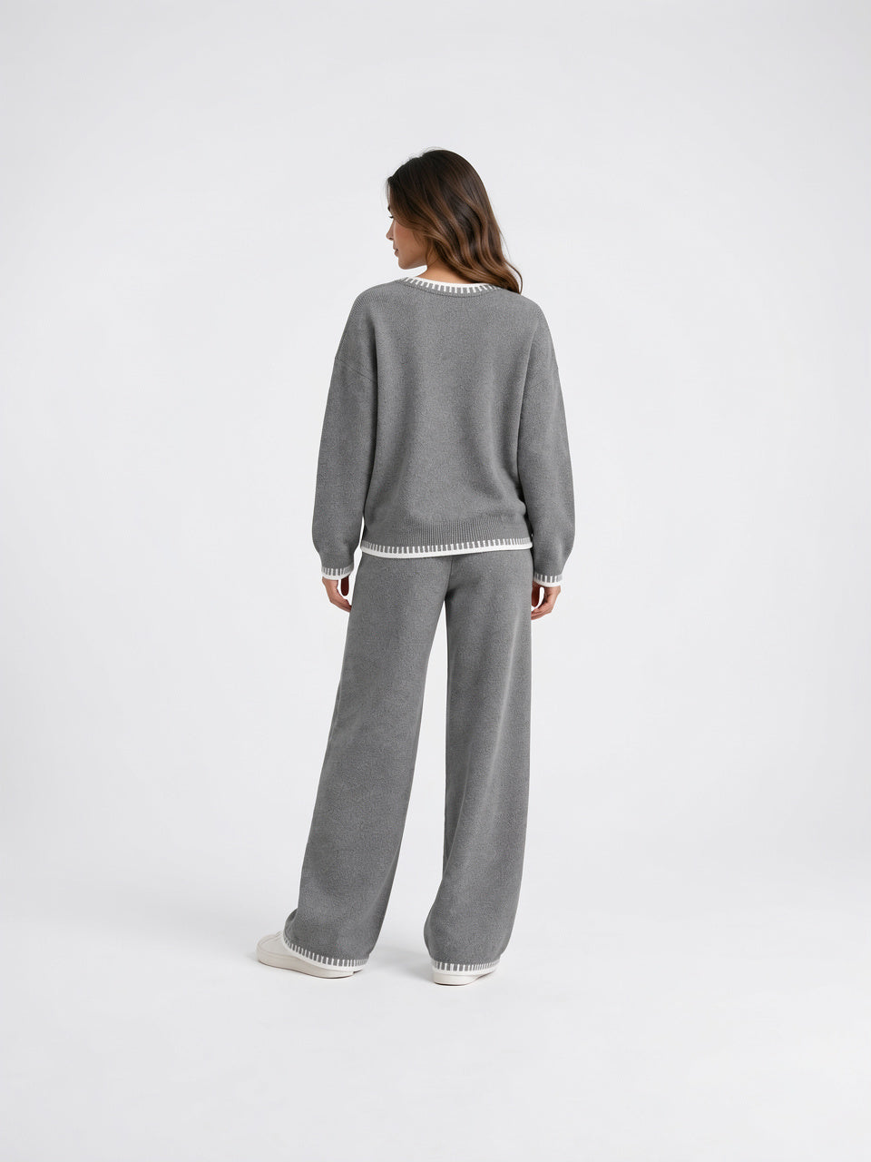 Ensemble Maille Femme Décontracté Pull Pantalon Palazzo - 4