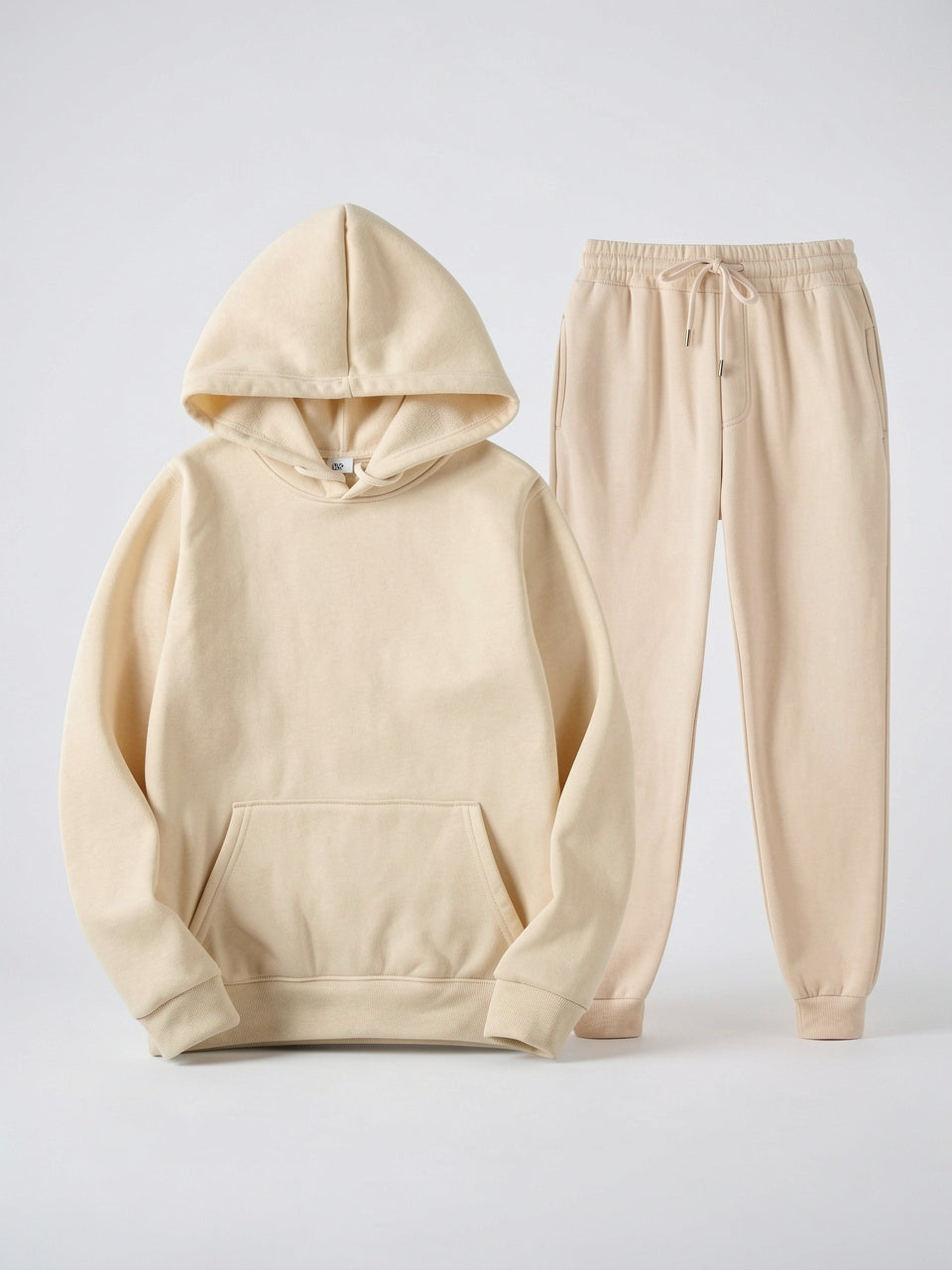 Ensemble Survêtement Coton Hoodie Cordons Homme Joggers - Beige S