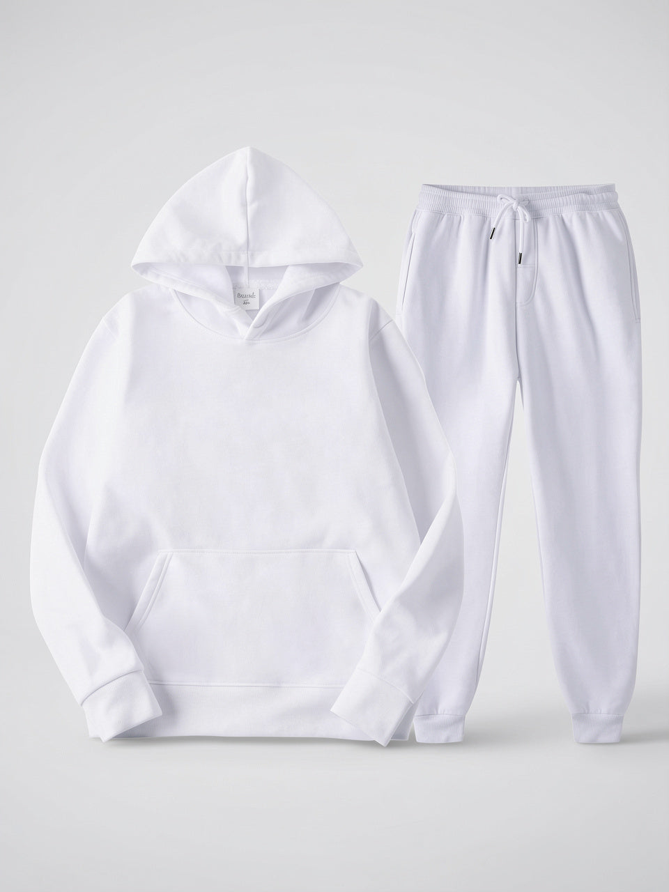 Ensemble Survêtement Coton Hoodie Cordons Homme Joggers - Blanc S