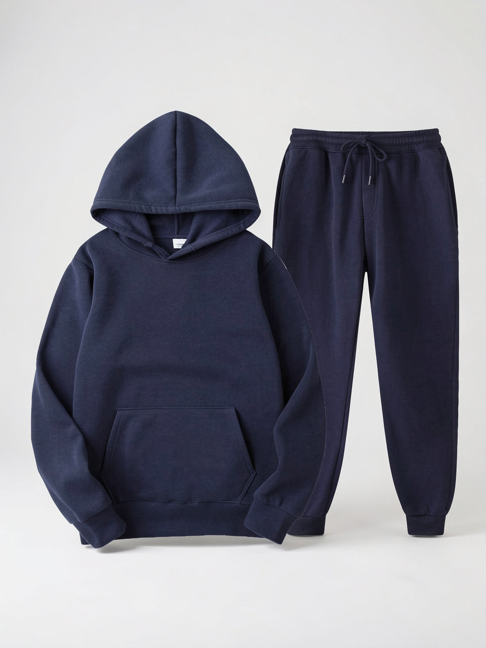 Ensemble Survêtement Coton Hoodie Cordons Homme Joggers - Bleu Marine S