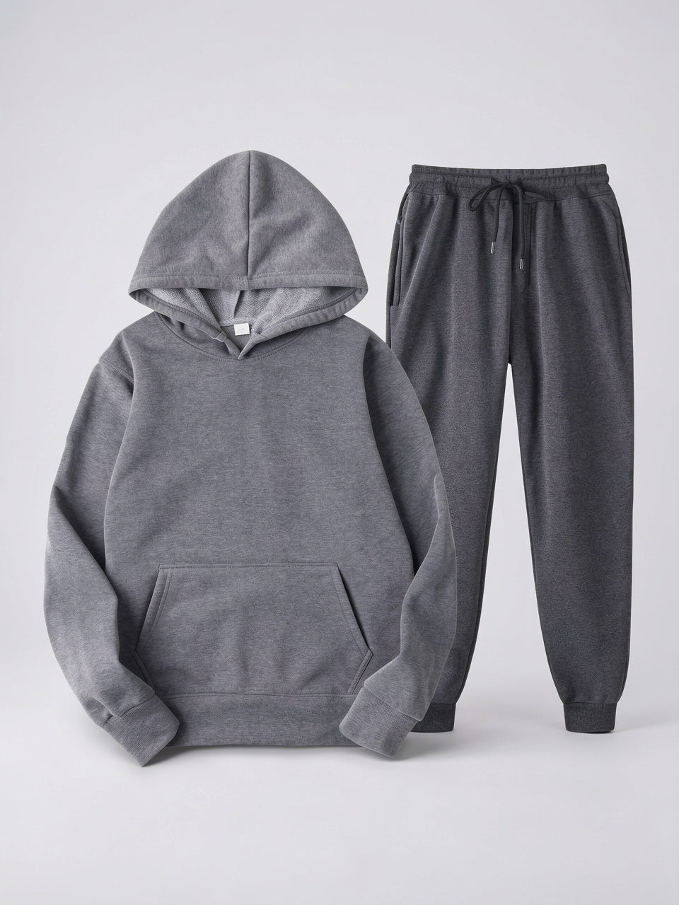 Ensemble Survêtement Coton Hoodie Cordons Homme Joggers - Gris Foncé S