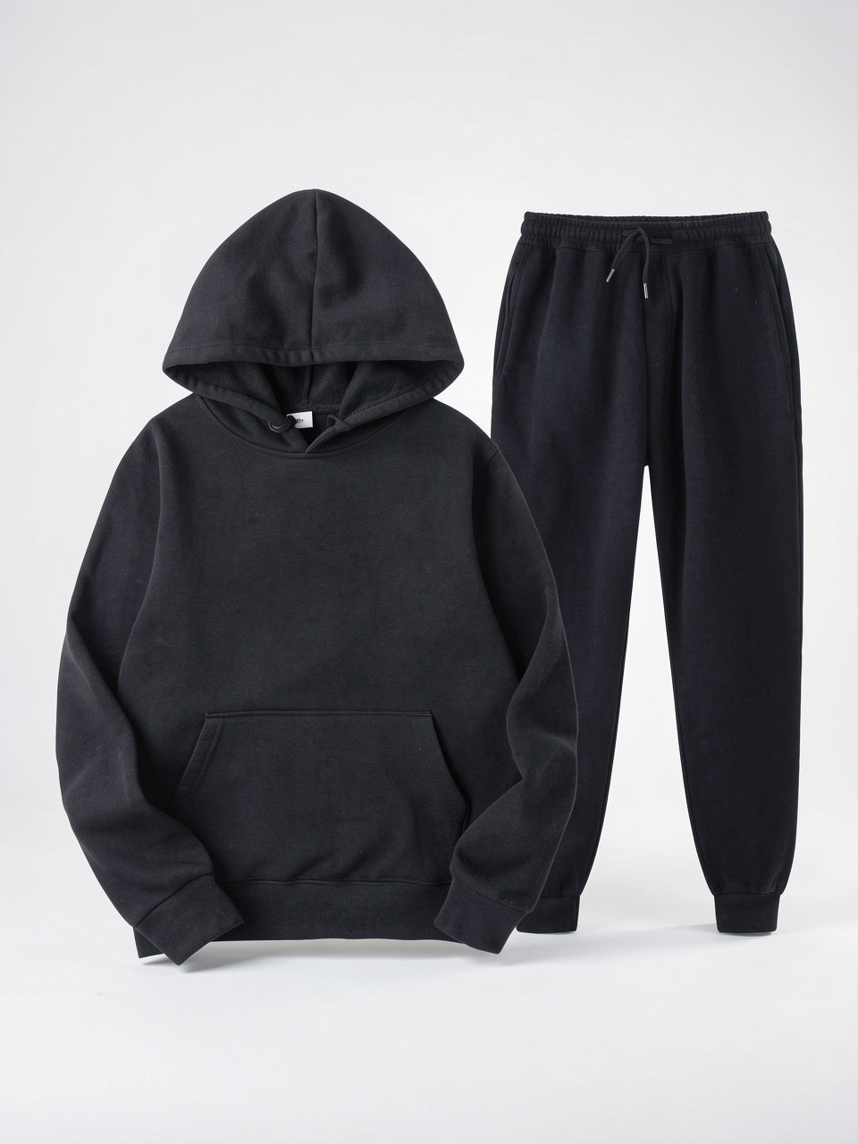 Ensemble Survêtement Coton Hoodie Cordons Homme Joggers - Noir S