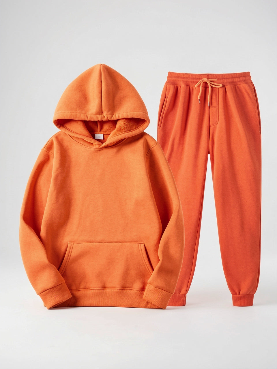 Ensemble Survêtement Coton Hoodie Cordons Homme Joggers - Orange S
