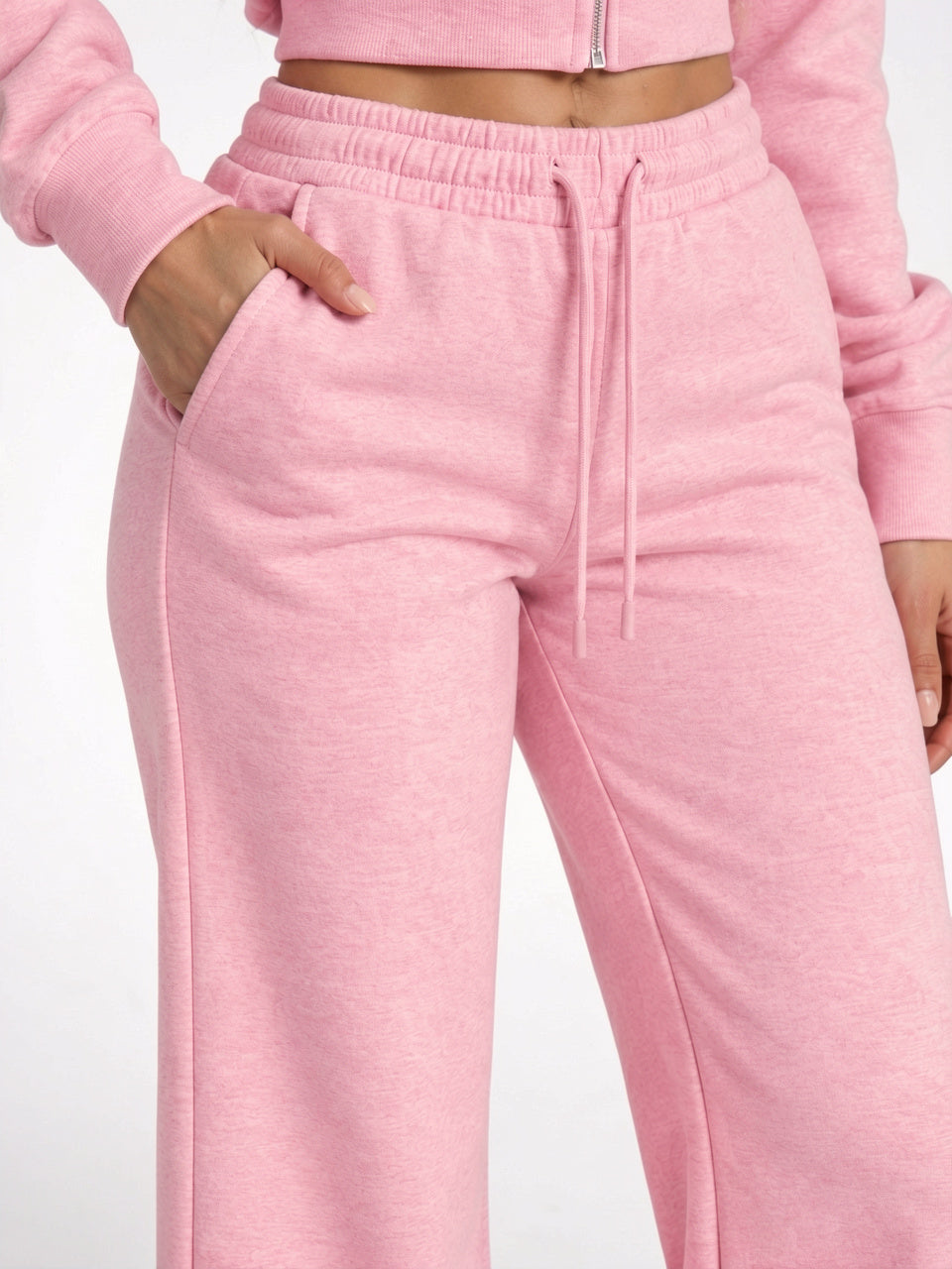 Ensemble Survêtement Molleton Zippée Courte Femme Pantalon Large - 5