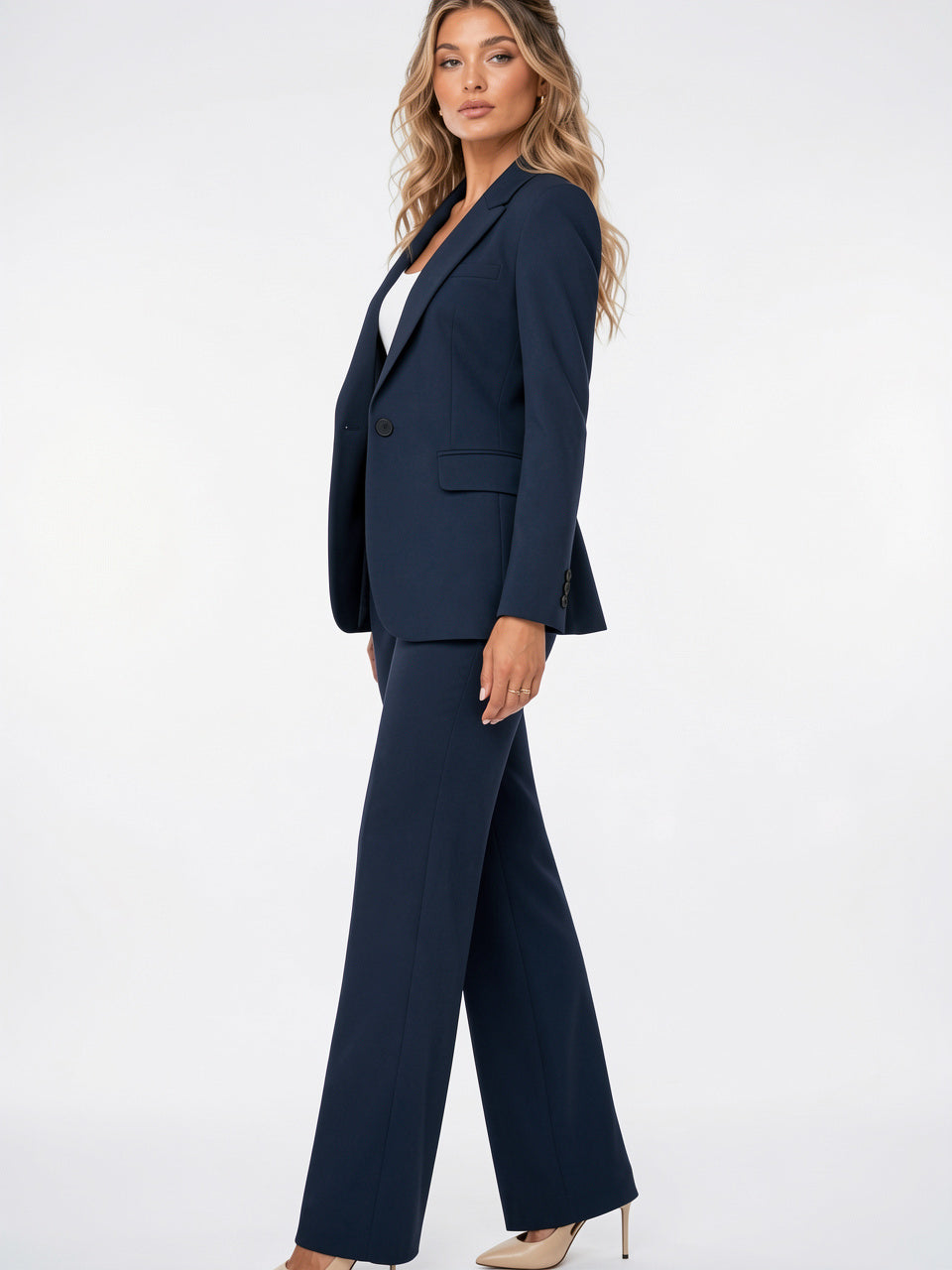 Femme 2 Pièces Blazer Pantalon Ensemble Costume Slim - 3
