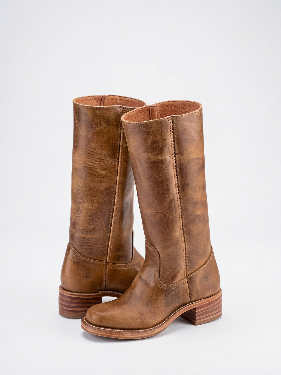 Femme Bottes Cuir Végan Hautes Genou Talon Bloc - 3