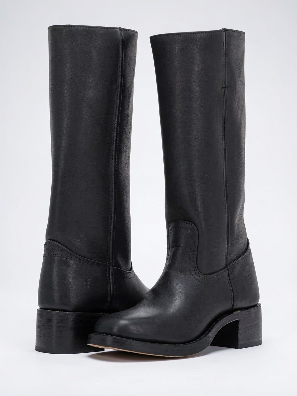 Femme Bottes Cuir Végan Hautes Genou Talon Bloc - Noir EU 36 / US 5 / UK 3.5