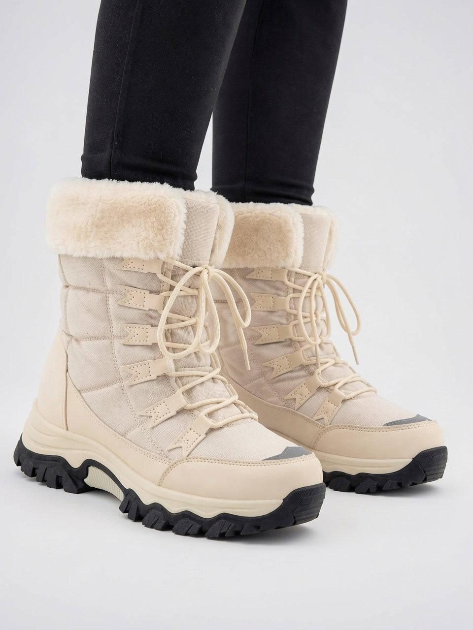Femme Bottes Neige Lacées Fourrure Mi-Mollet Hiver - 2