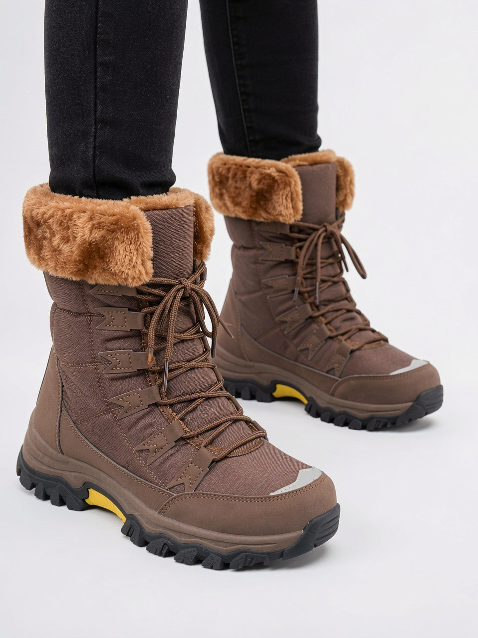 Femme Bottes Neige Lacées Fourrure Mi-Mollet Hiver - 4