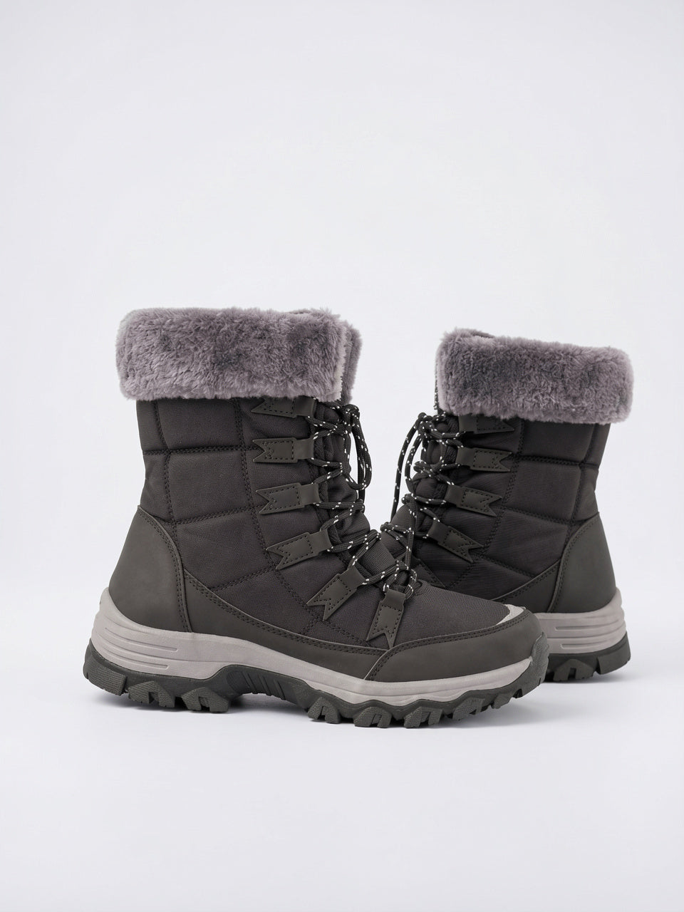 Femme Bottes Neige Lacées Fourrure Mi-Mollet Hiver - 9