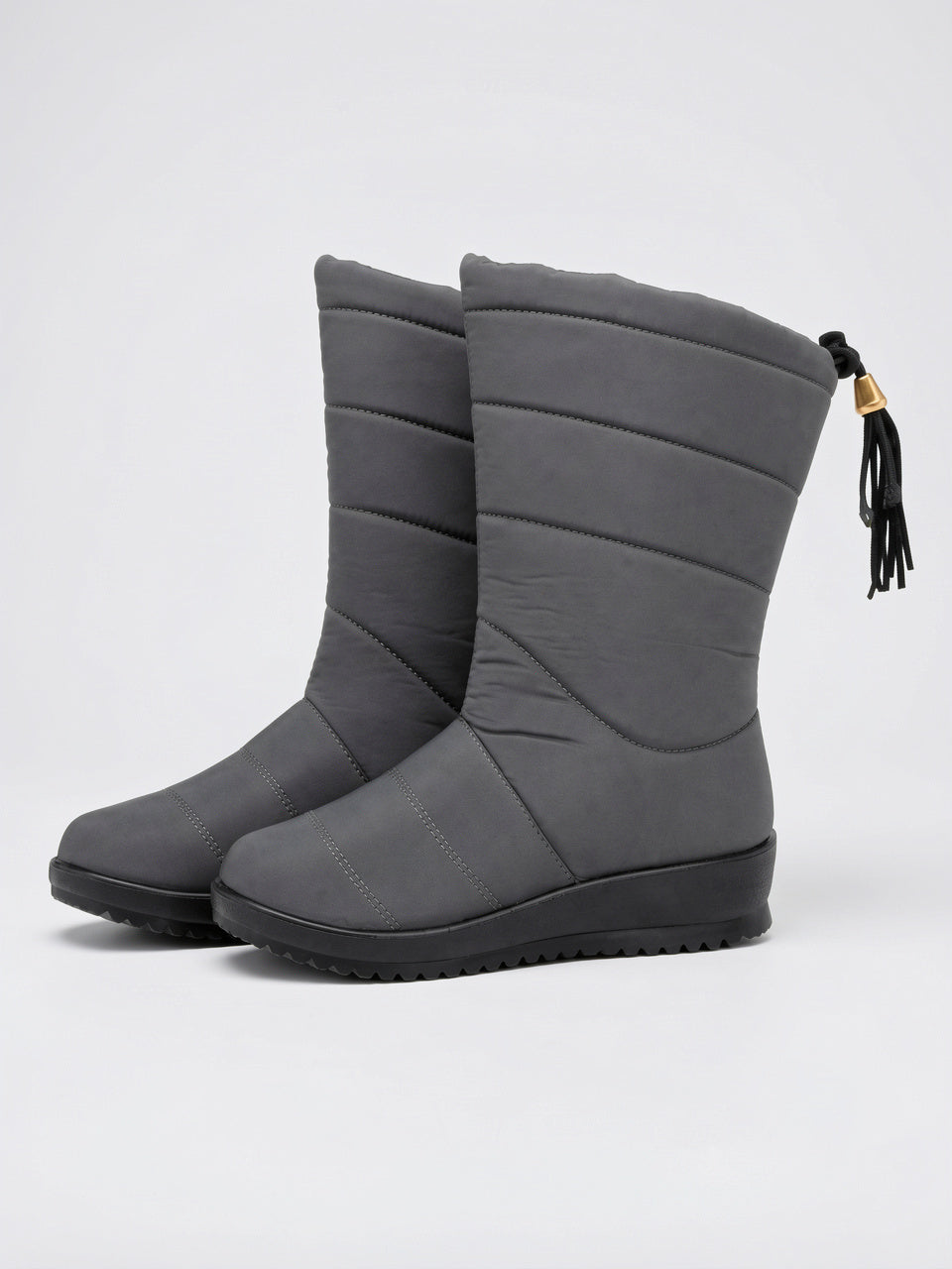 Femme Bottes Neige Matelassée Rembourrée Mi-Genou Hiver Plateforme - Gris EU 35 / US 4 / UK 2.5