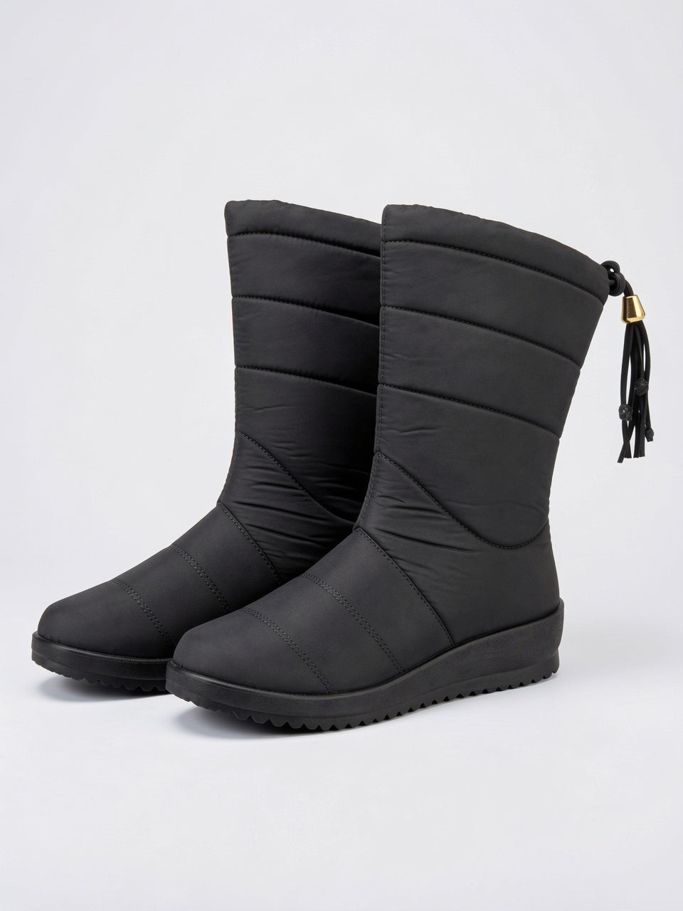 Femme Bottes Neige Matelassée Rembourrée Mi-Genou Hiver Plateforme - Noir EU 35 / US 4 / UK 2.5