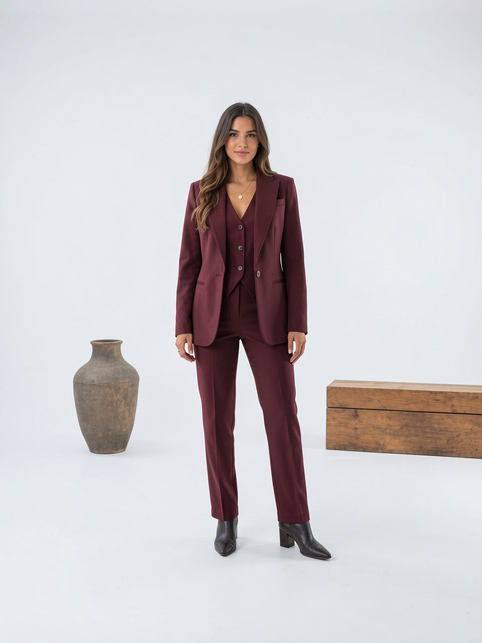 Femme Costume 3 Pièces Tailleur Gilet Pantalon - 5