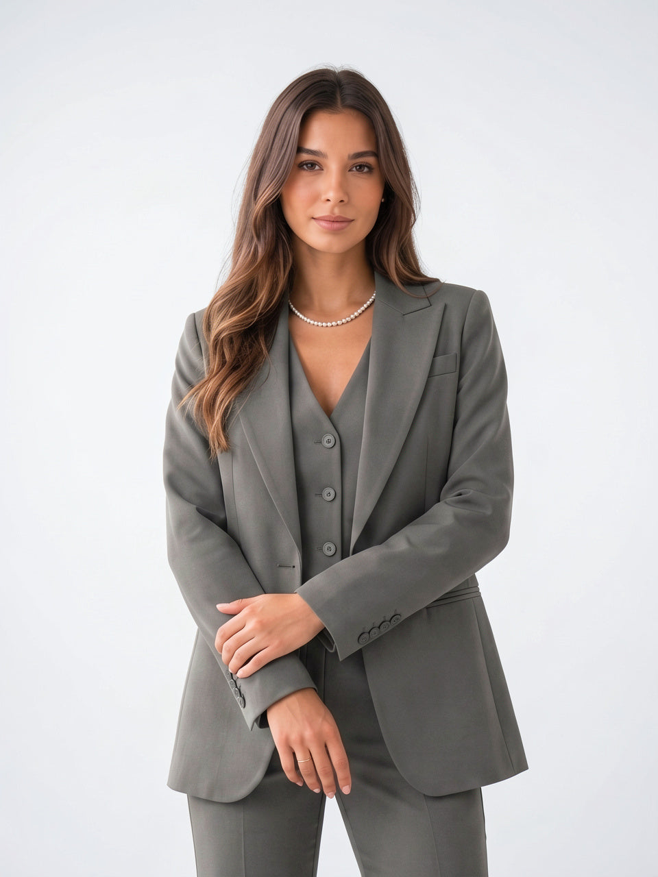 Femme Costume 3 Pièces Tailleur Gilet Pantalon - 9