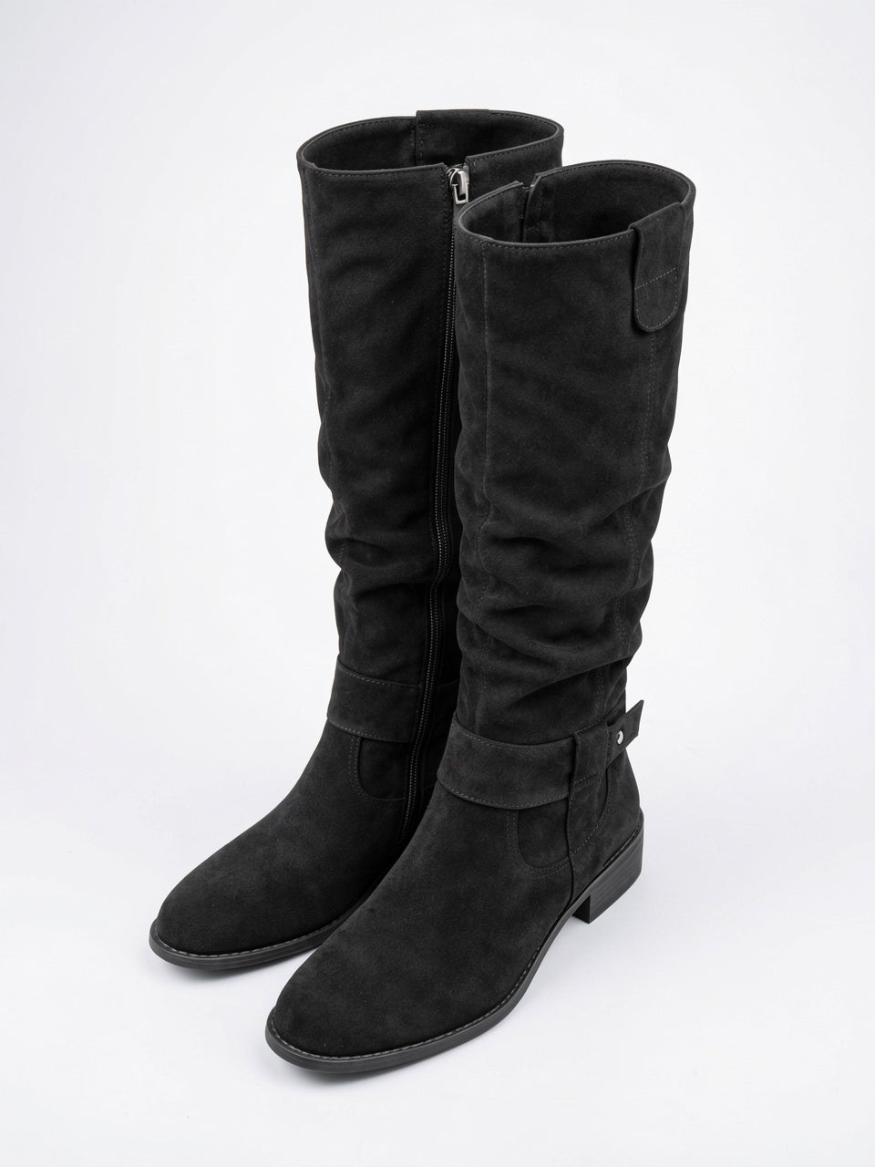 Femme Daim Bottes Genou Talon Épaisse - 9