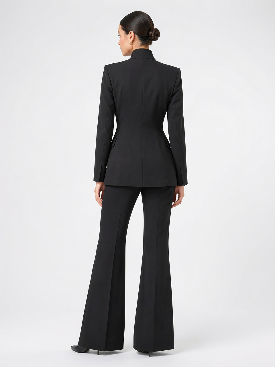 Femme Ensemble Blazer 2 Pièces Pantalon Large Tailleur - 2