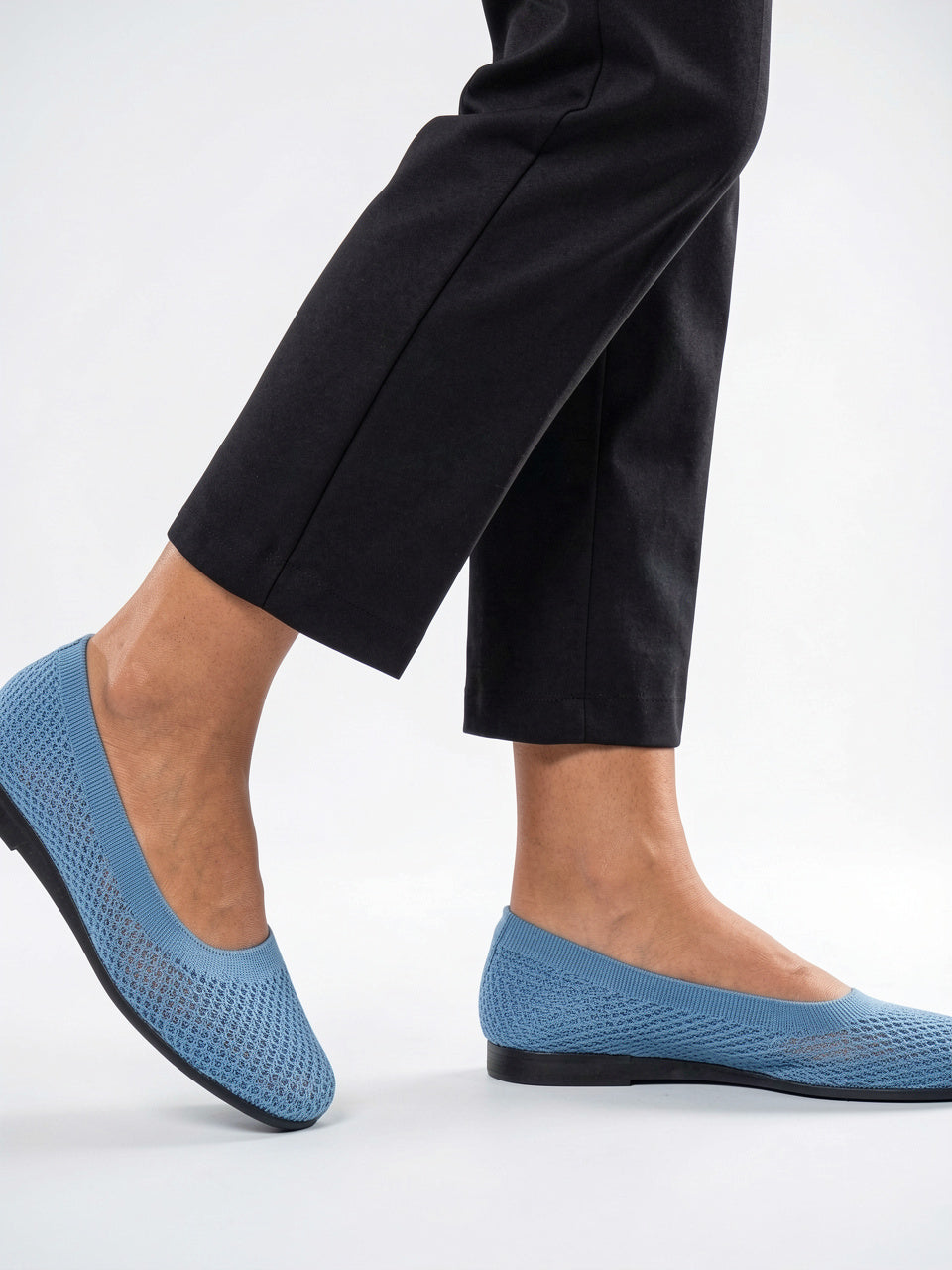 Femme Escarpins Ballerines Tricot Léger Bureau - Bleu EU 35 / US 4 / UK 2.5