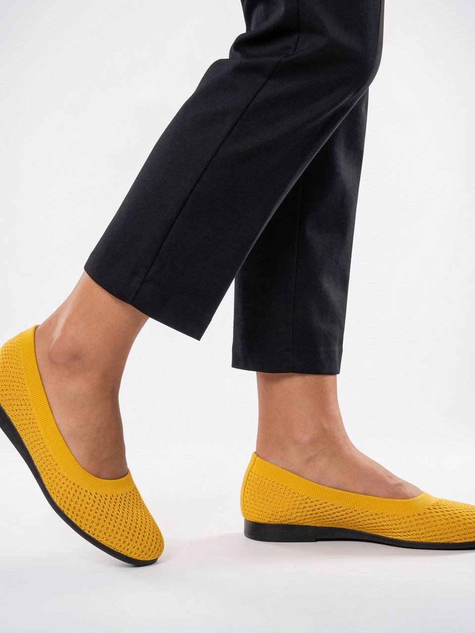 Femme Escarpins Ballerines Tricot Léger Bureau - Jaune EU 35 / US 4 / UK 2.5