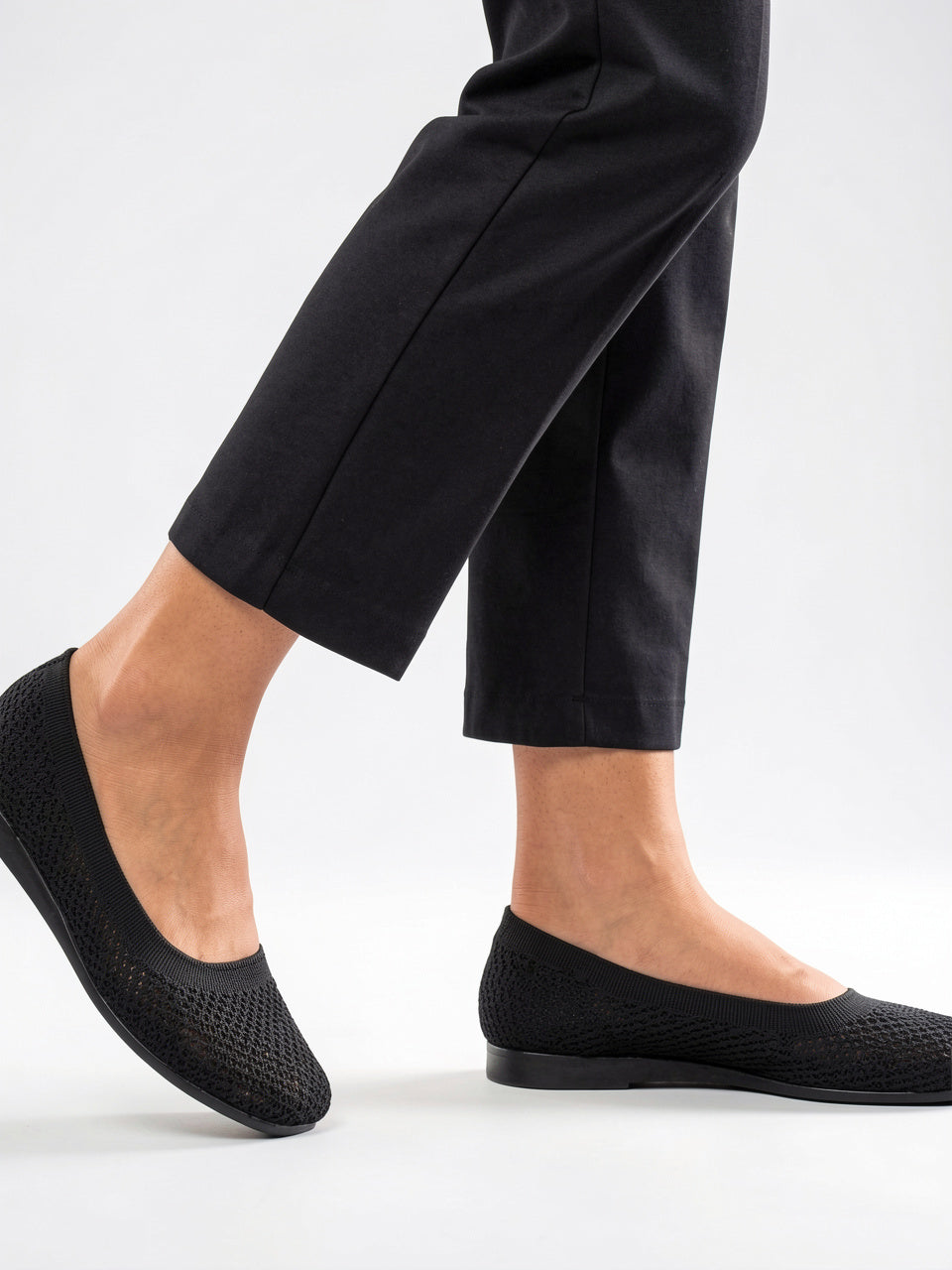 Femme Escarpins Ballerines Tricot Léger Bureau - Noir EU 35 / US 4 / UK 2.5
